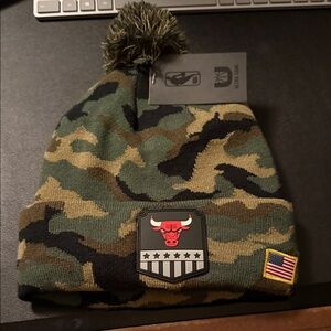 NBA Camo Beanie with Bulls Logo